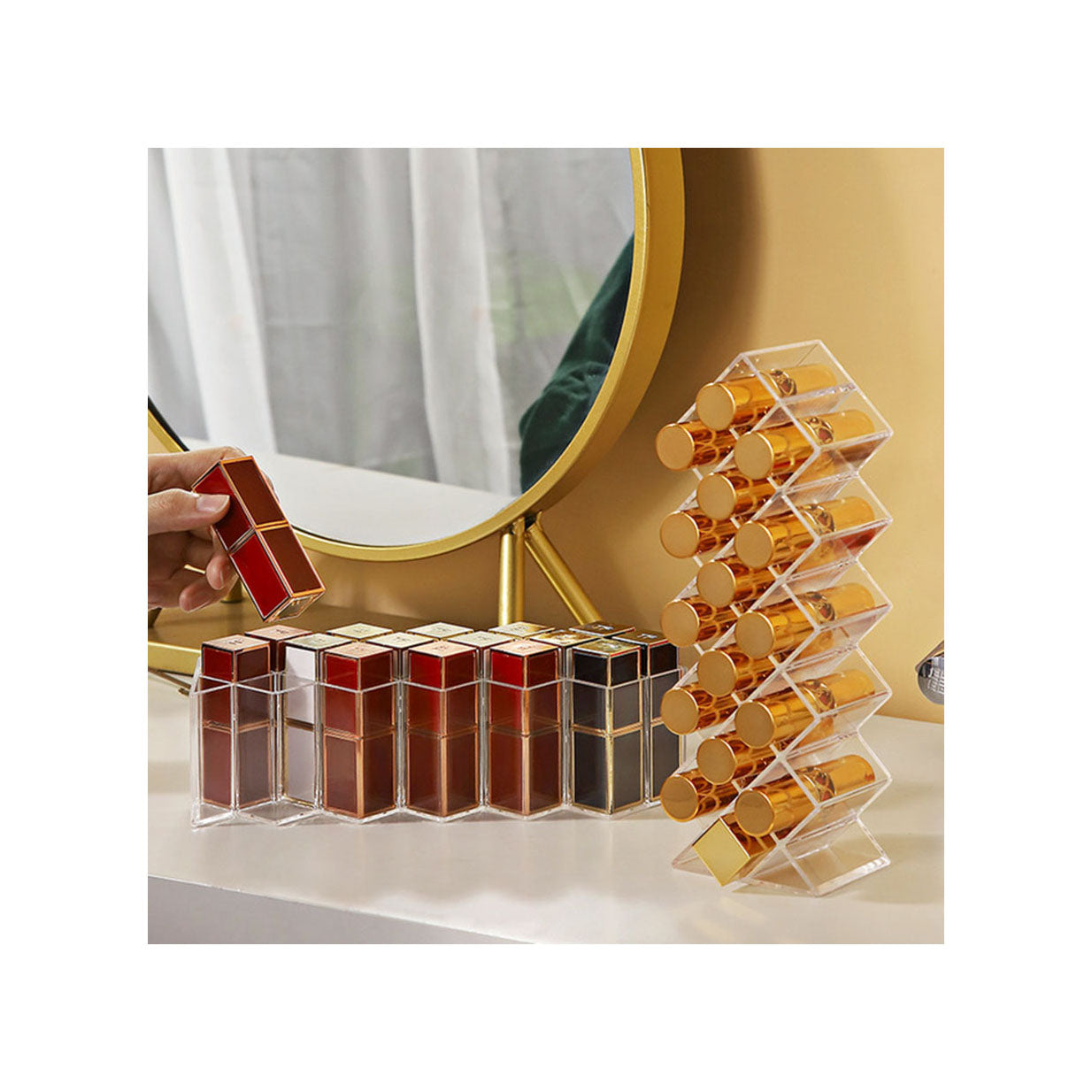 16-Grid Modern Design Makeup Organizer Storage Case Lipstick Storage Box Jewelry Holder for Cosmetic Brushes Lipsticks