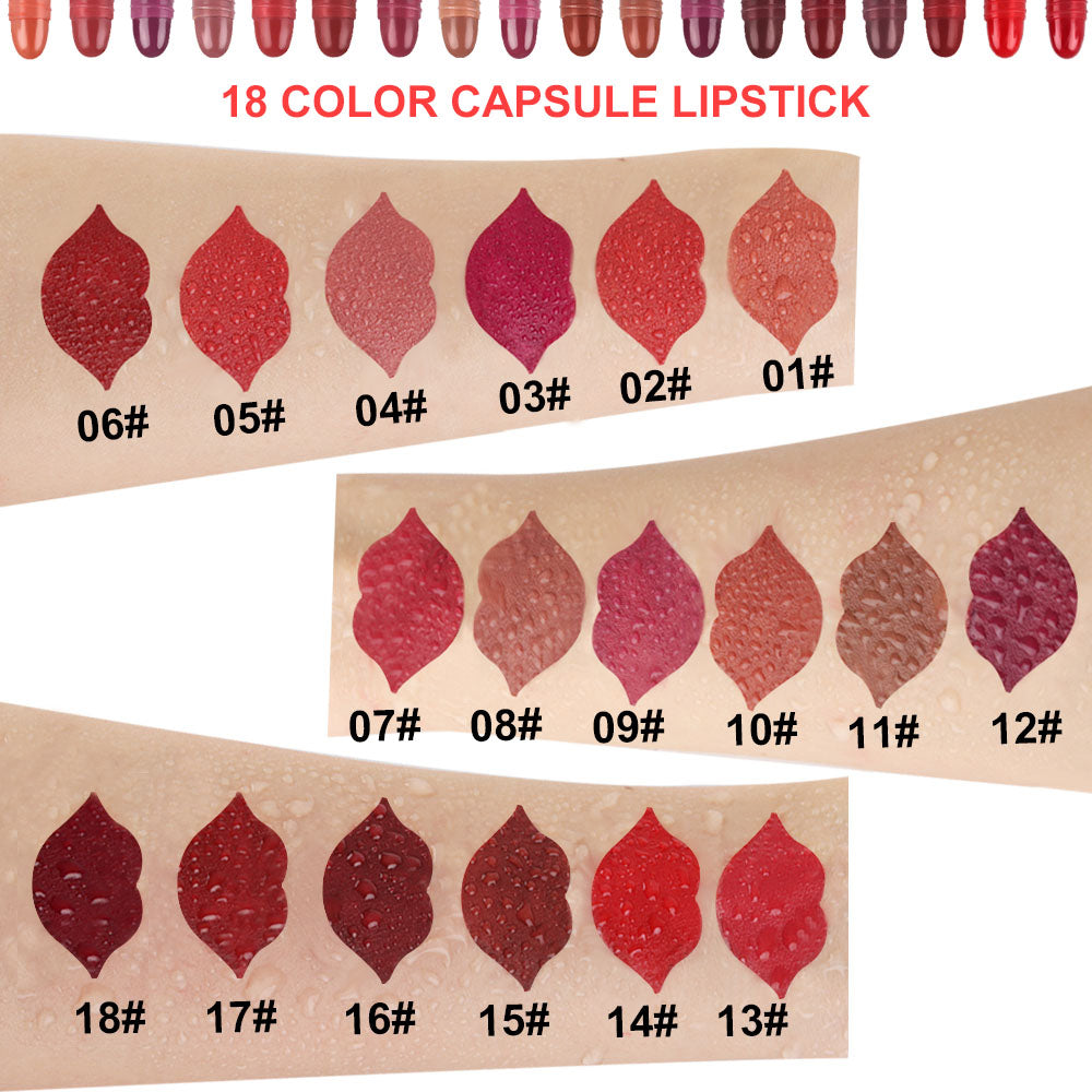 Travel Lipstick Set Long-lasting 18 Color Mini Capsule Lipstick