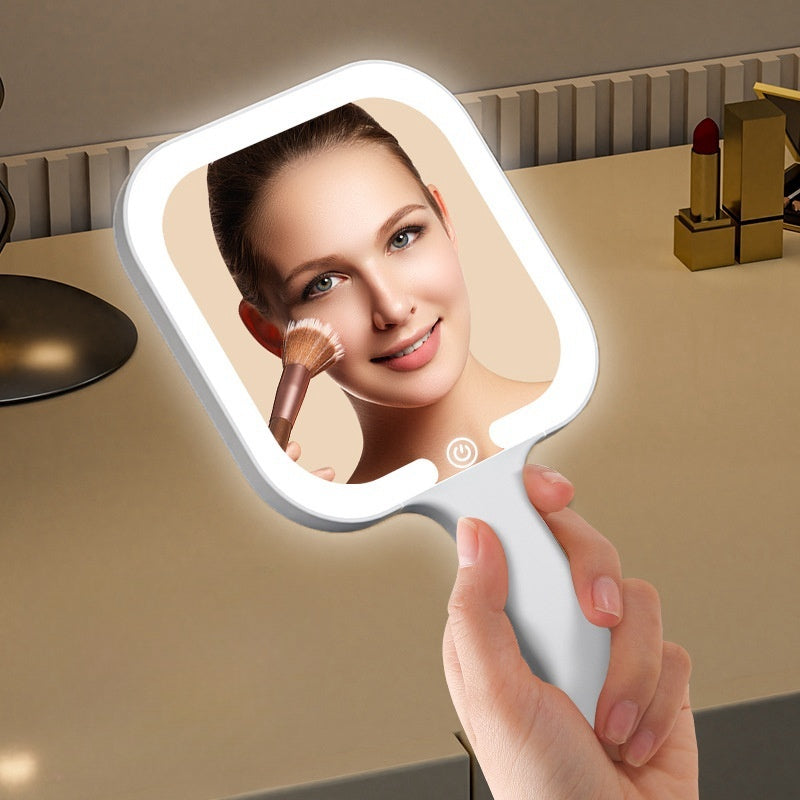 High Quality LED Fill Light Handheld Rechargeable Pocket Makeup Mirror Round Square Beauty Tool