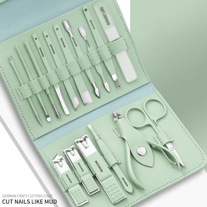 High Quality 16 Pcs Stainless Steel Nail Clipper Nail Cuticle Scissors Toenail Cutter Grooming Kit Pedicure Manicure Set