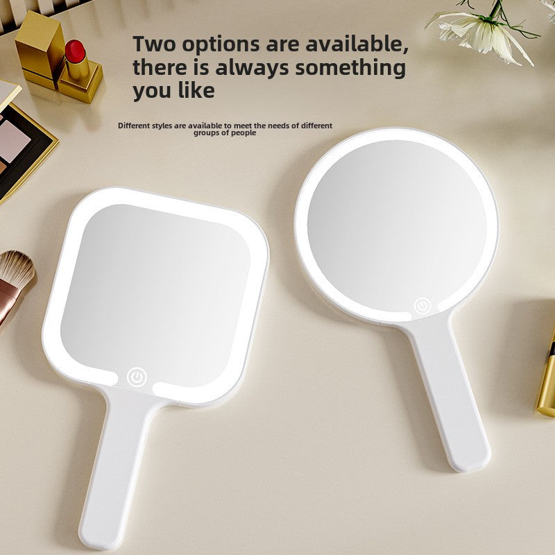 High Quality LED Fill Light Handheld Rechargeable Pocket Makeup Mirror Round Square Beauty Tool