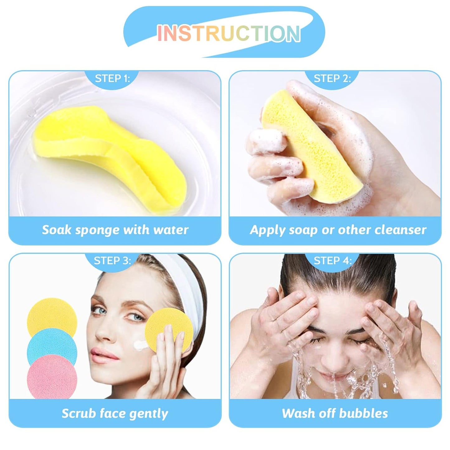 Dry Strips Exfoliating Cleansing Sponge for Facial Face Clean