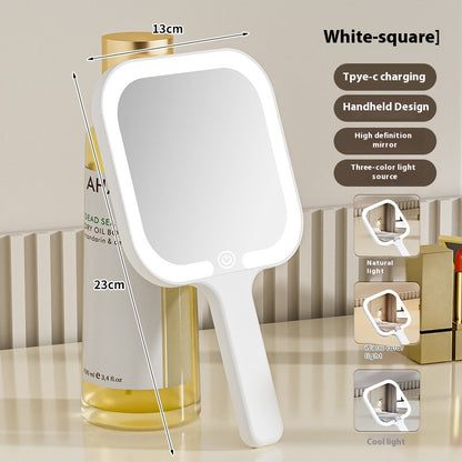 High Quality LED Fill Light Handheld Rechargeable Pocket Makeup Mirror Round Square Beauty Tool