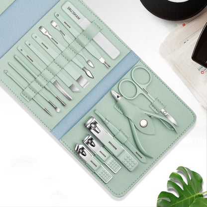High Quality 16 Pcs Stainless Steel Nail Clipper Nail Cuticle Scissors Toenail Cutter Grooming Kit Pedicure Manicure Set