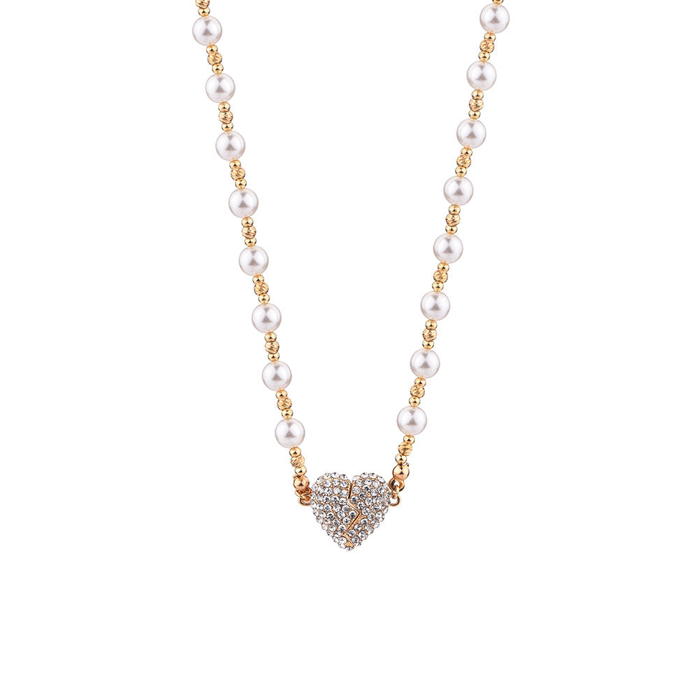 Heart Love Necklace Gold Plated Diamond Heart Pendant Necklace