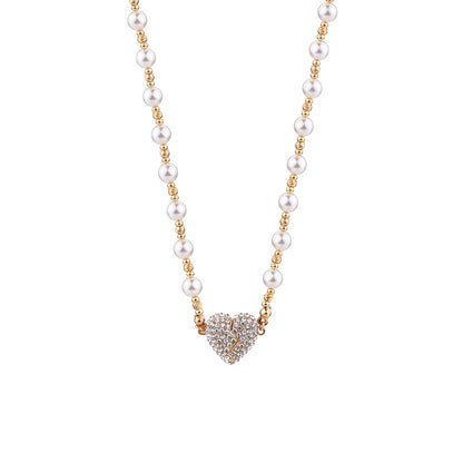 Heart Love Necklace Gold Plated Diamond Heart Pendant Necklace