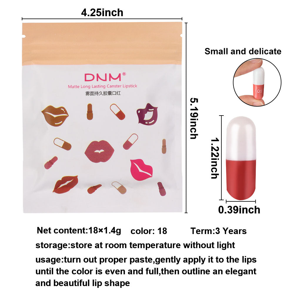 Travel Lipstick Set Long-lasting 18 Color Mini Capsule Lipstick