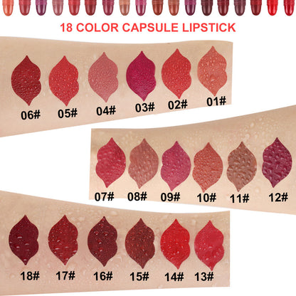 Travel Lipstick Set Long-lasting 18 Color Mini Capsule Lipstick