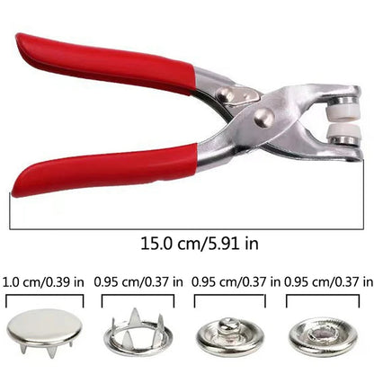 100pcs Prong Rings 9.5mm Buckle Buttons Metal Colour Pliers Snap Button Claw DIY Set Hand Pressure Plier Rivet Buckle Sew Tool