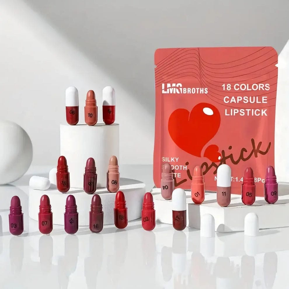 Travel Lipstick Set Long-lasting 18 Color Mini Capsule Lipstick
