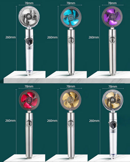 360 Degree Bathroom Powerful High Pressure Fan Turbo Charged Shower Head