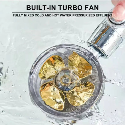 360 Degree Bathroom Powerful High Pressure Fan Turbo Charged Shower Head